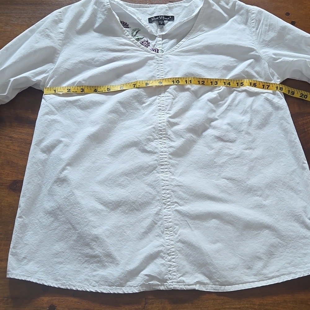 Velvet Heart 100% Cotton White Bell Sleeve Embroidered Boho Top Size Small - Picture 6 of 11